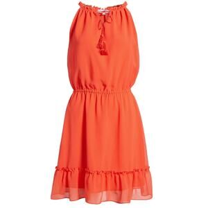 cupcakes & cashmere Poppy Red Damien Chiffon Dress size L NWT New